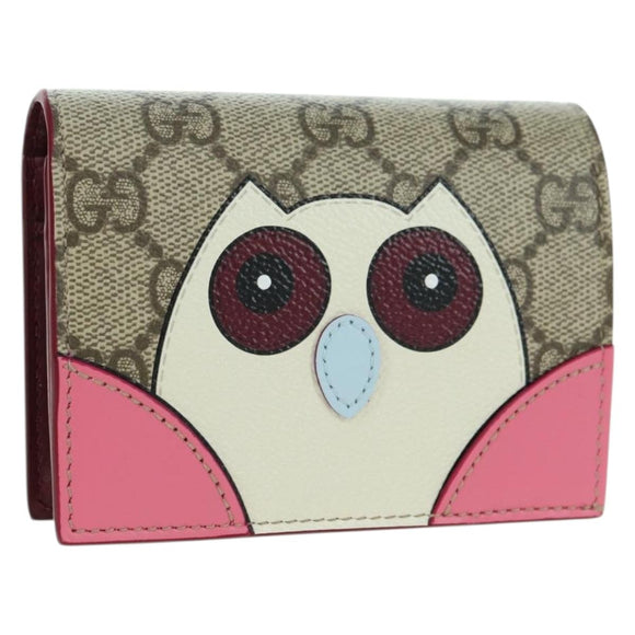 GUCCI GG Supreme Bifold Wallet PVC Beige Gold 818767 Auth BA12475M