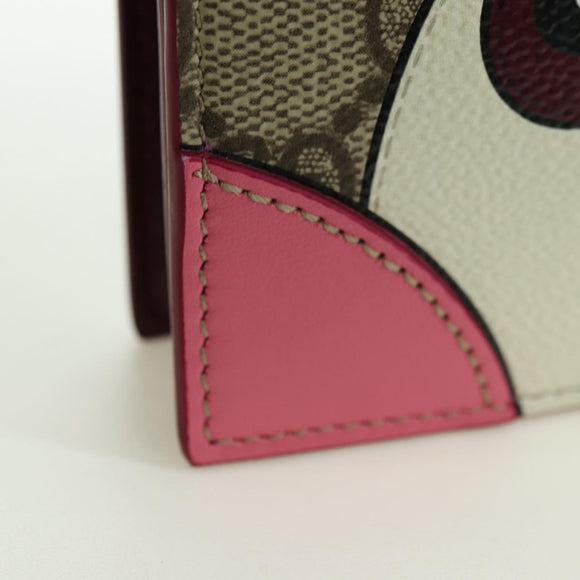 GUCCI GG Supreme Bifold Wallet PVC Beige Gold 818767 Auth BA12475M