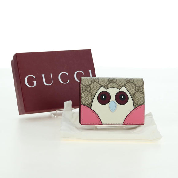 GUCCI GG Supreme Bifold Wallet PVC Beige Gold 818767 Auth BA12475M