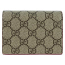 GUCCI GG Supreme Bifold Wallet PVC Beige Gold 818767 Auth BA12475M-3