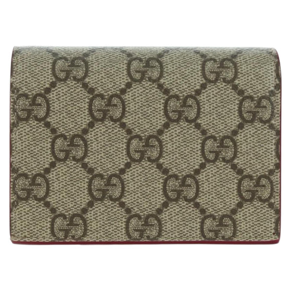 GUCCI GG Supreme Bifold Wallet PVC Beige Gold 818767 Auth BA12475M