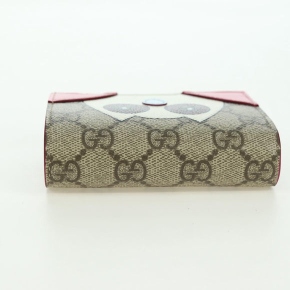 GUCCI GG Supreme Bifold Wallet PVC Beige Gold 818767 Auth BA12475M