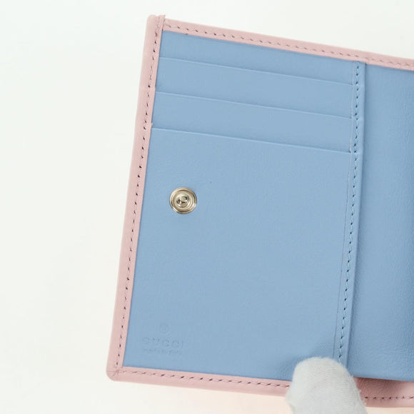 GUCCI Bifold Wallet Leather Pink Gold 790063 Auth BA12476M