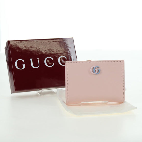 GUCCI Bifold Wallet Leather Pink Gold 790063 Auth BA12476M