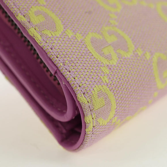 GUCCI GG Canvas Bifold Portemonnee Roze Goud 783121 Auth BA12478M
