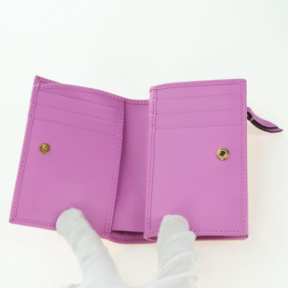 GUCCI GG Canvas Bifold Portemonnee Roze Goud 783121 Auth BA12478M