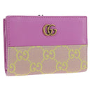 GUCCI GG Canvas Bifold Portemonnee Roze Goud 783121 Auth BA12478M-1