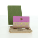 GUCCI GG Canvas Bifold Portemonnee Roze Goud 783121 Auth BA12478M-12