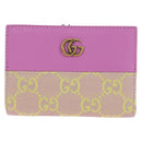 GUCCI GG Canvas Bifold Portemonnee Roze Goud 783121 Auth BA12478M-13