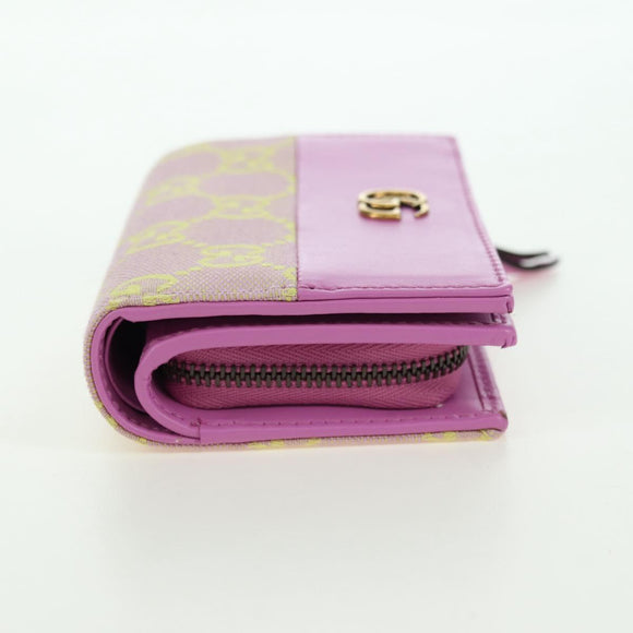 GUCCI GG Canvas Bifold Portemonnee Roze Goud 783121 Auth BA12478M