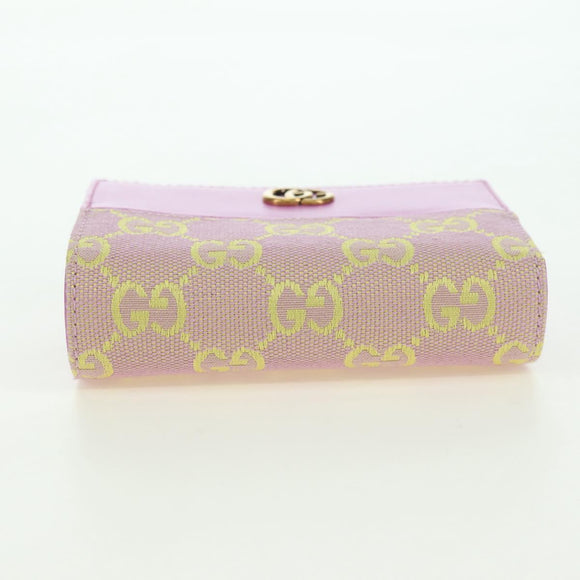 GUCCI GG Canvas Bifold Portemonnee Roze Goud 783121 Auth BA12478M