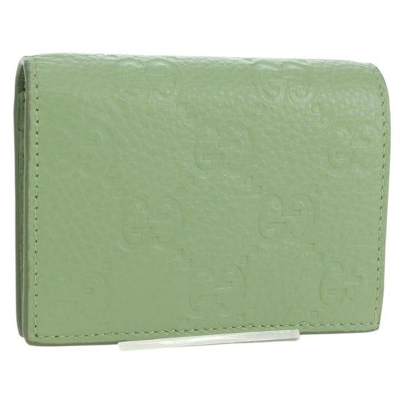 GUCCI GG Canvas Guccissima Bifold Wallet Leather Green Gold 815901 Auth BA12479M