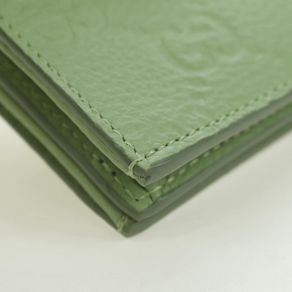 GUCCI GG Canvas Guccissima Bifold Wallet Leather Green Gold 815901 Auth BA12479M