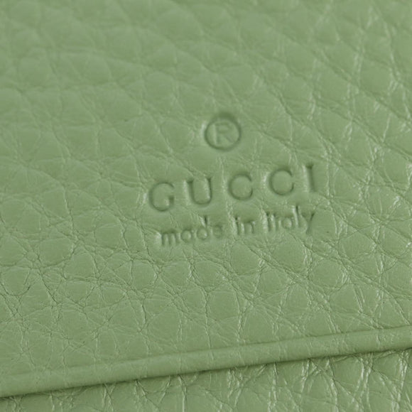 GUCCI GG Canvas Guccissima Bifold Wallet Leather Green Gold 815901 Auth BA12479M
