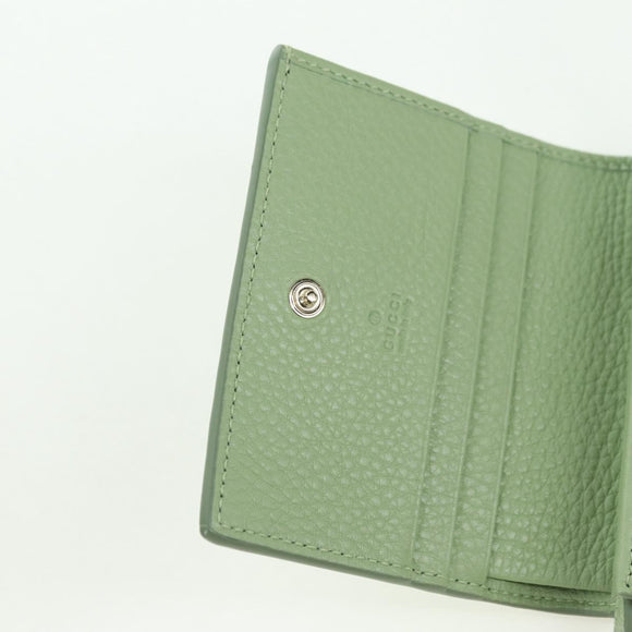 GUCCI GG Canvas Guccissima Bifold Wallet Leather Green Gold 815901 Auth BA12479M