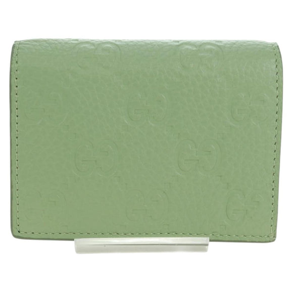 GUCCI GG Canvas Guccissima Bifold Wallet Leather Green Gold 815901 Auth BA12479M