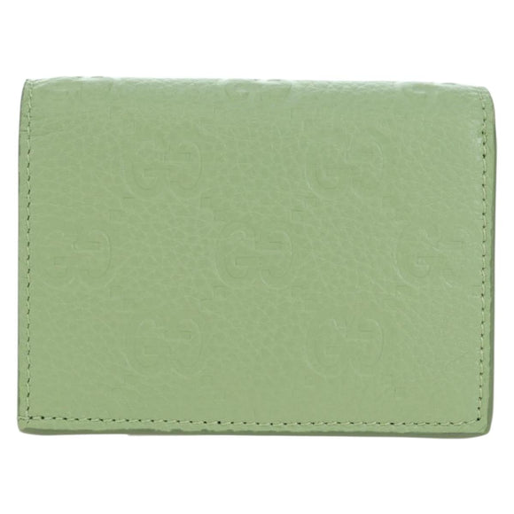 GUCCI GG Canvas Guccissima Bifold Wallet Leather Green Gold 815901 Auth BA12479M