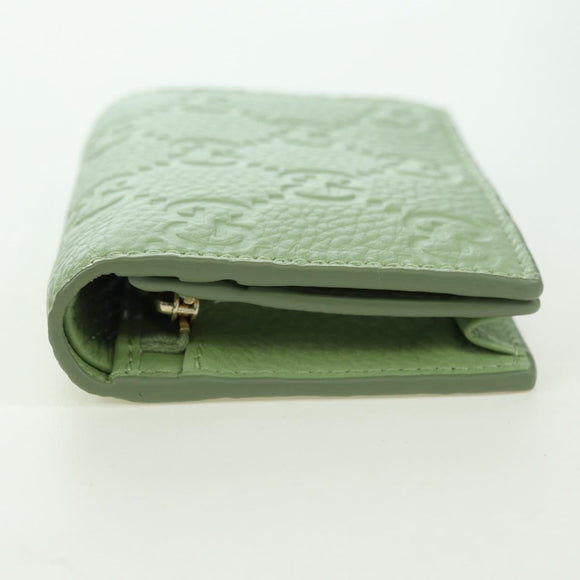 GUCCI GG Canvas Guccissima Geldbörse Leder Grün Gold 815901 Auth BA12479M