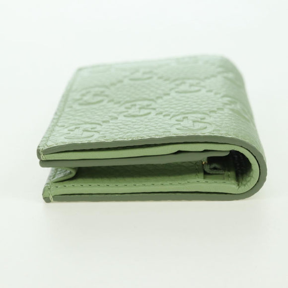 GUCCI GG Canvas Guccissima Bifold Wallet Leather Green Gold 815901 Auth BA12479M