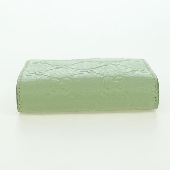 GUCCI GG Canvas Guccissima Bifold Wallet Leather Green Gold 815901 Auth BA12479M