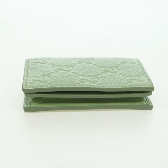 GUCCI GG Canvas Guccissima Bifold Wallet Leather Green Gold 815901 Auth BA12479M