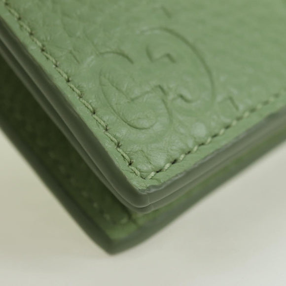GUCCI GG Canvas Guccissima Bifold Wallet Leather Green Gold 815901 Auth BA12479M