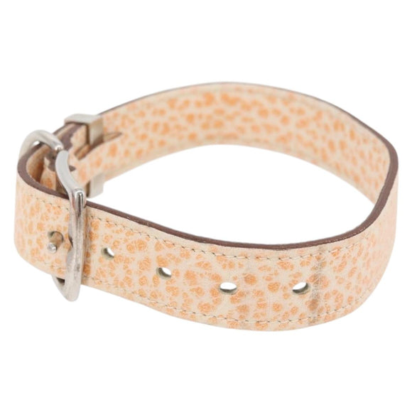 HERMES Collar Dog Leash Leather Orange Silver LV Auth BA12490V