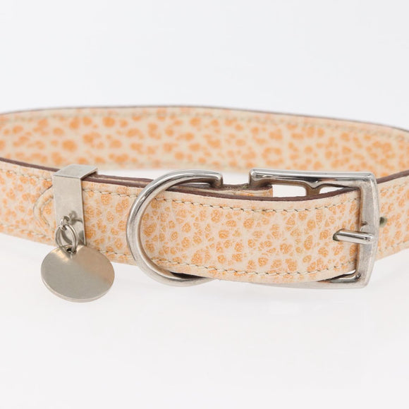 HERMES Collar Dog Leash Leather Orange Silver LV Auth BA12490V
