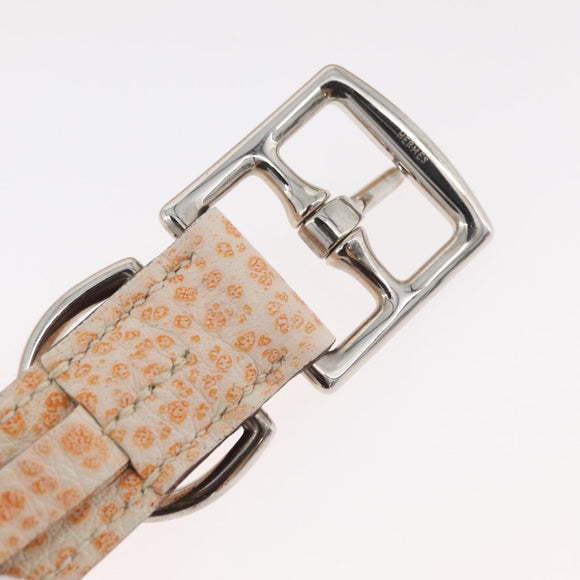 HERMES Collar Dog Leash Leather Orange Silver LV Auth BA12490V