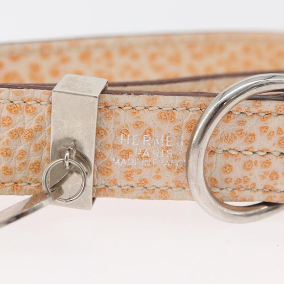 HERMES Collar Dog Leash Leather Orange Silver LV Auth BA12490V