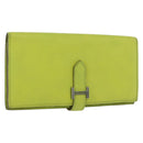 HERMES Bearn Soufflet Wallet Leather Green Auth BA12491A-1
