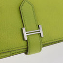 HERMES Bearn Soufflet Wallet Leather Green Auth BA12491A-8