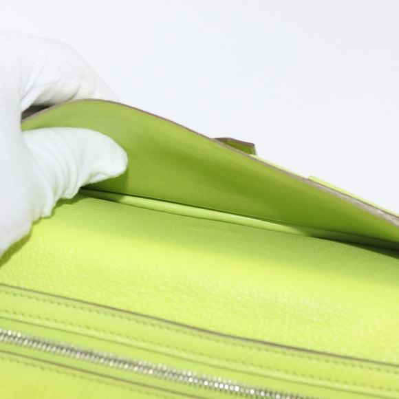 HERMES Bearn Soufflet Wallet Leather Green Auth BA12491A