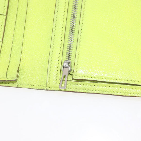 HERMES Bearn Soufflet Wallet Leather Green Auth BA12491A