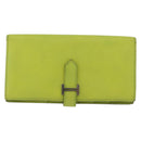 HERMES Bearn Soufflet Wallet Leather Green Auth BA12491A-13