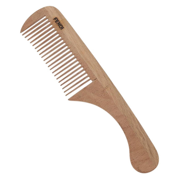 FENDI Pecan Canvas Comb Hout Bruin Auth BA12492A