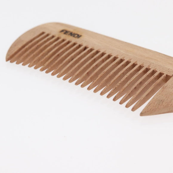 FENDI Pecan Canvas Comb Hout Bruin Auth BA12492A