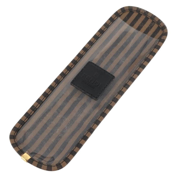 FENDI Pecan Canvas Comb Hout Bruin Auth BA12492A