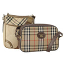 Burberrys Burberry Nova Check Shoulder Bag Canvas 2 Set Beige Auth BA12494-1