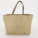 CHANEL Tote Bag Nylon 2 Set Silver Beige CC Auth BA12495-10