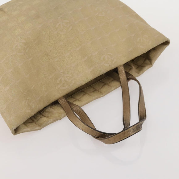 CHANEL Tote Bag Nylon 2 Set Silver Beige CC Auth BA12495