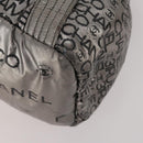 CHANEL Tote Bag Nylon 2 Set Silver Beige CC Auth BA12495-8