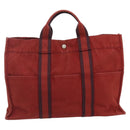 HERMES Fourre Tout Hand Bag Cotton 2 Set Red Green Auth BA12496-3