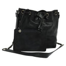 CHANEL Shoulder Bag Caviar Skin Black Silver CC Auth BA125-1