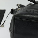 CHANEL Shoulder Bag Caviar Skin Black Silver CC Auth BA125-11