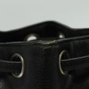 CHANEL Shoulder Bag Caviar Skin Black Silver CC Auth BA125-9