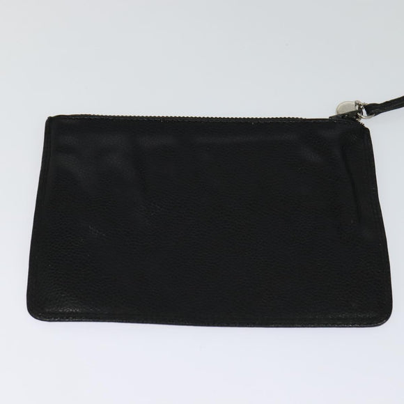 CHANEL Shoulder Bag Caviar Skin Black Silver CC Auth BA125