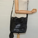 CHANEL Shoulder Bag Caviar Skin Black Silver CC Auth BA125-27
