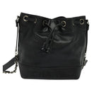 CHANEL Shoulder Bag Caviar Skin Black Silver CC Auth BA125-13