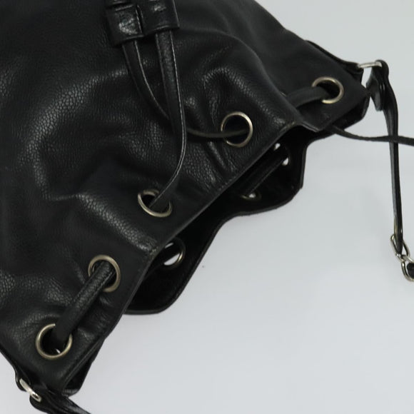 CHANEL Shoulder Bag Caviar Skin Black Silver CC Auth BA125